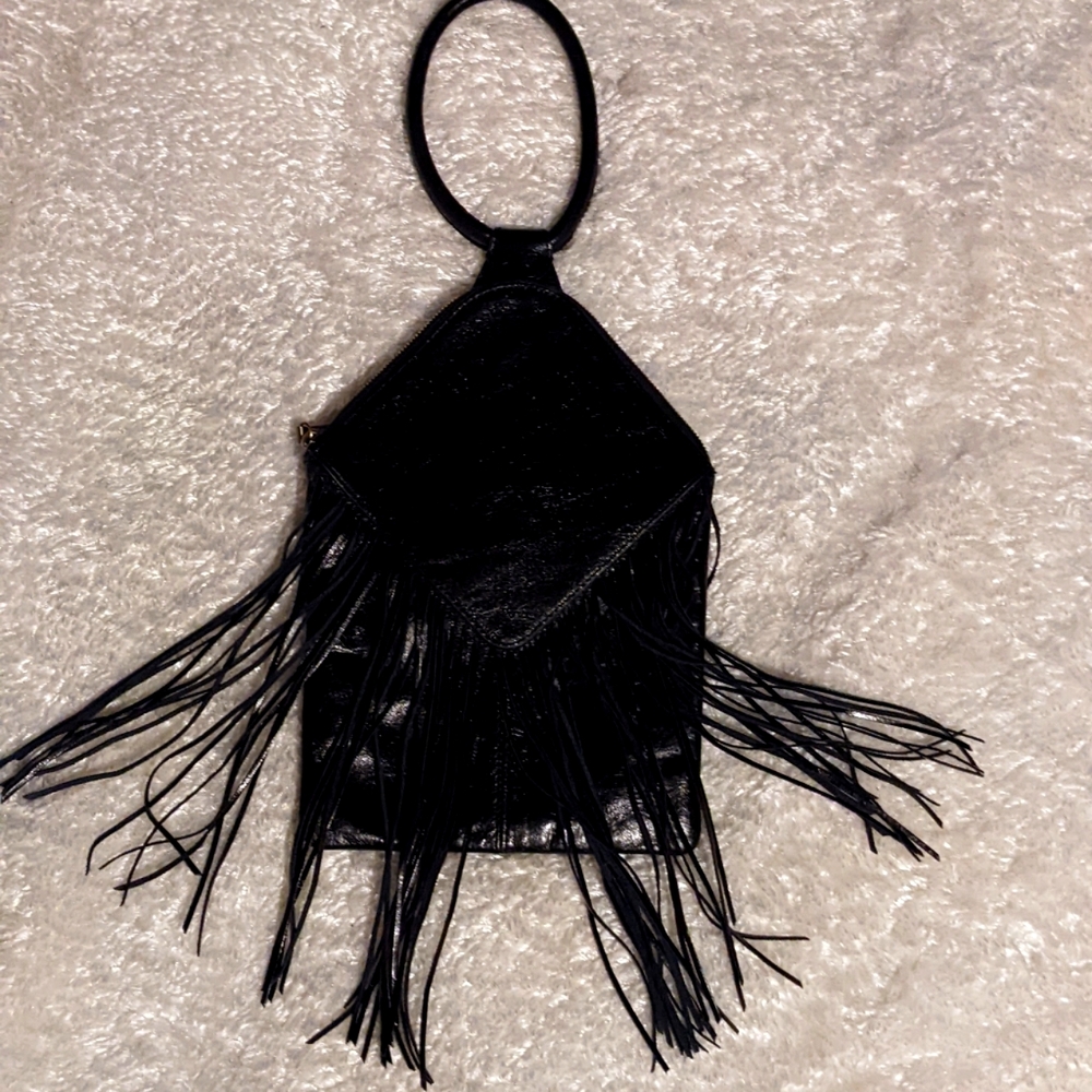 HOBO black fringe purse